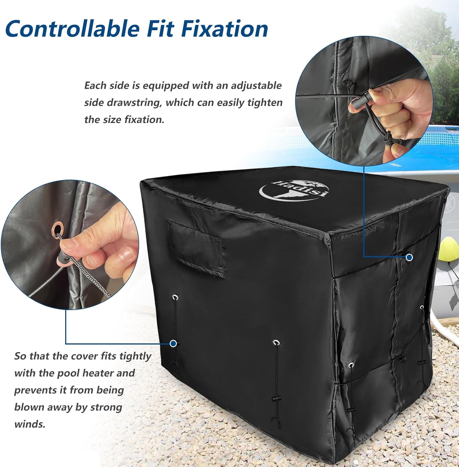 Pool Heater Winter Cover,with Plush Lining,Waterproof Swimming Pool Heater Cover Can Be Scaled to Different Sizes,Suitable for Most Heater up to 43" WX35 DX45 H