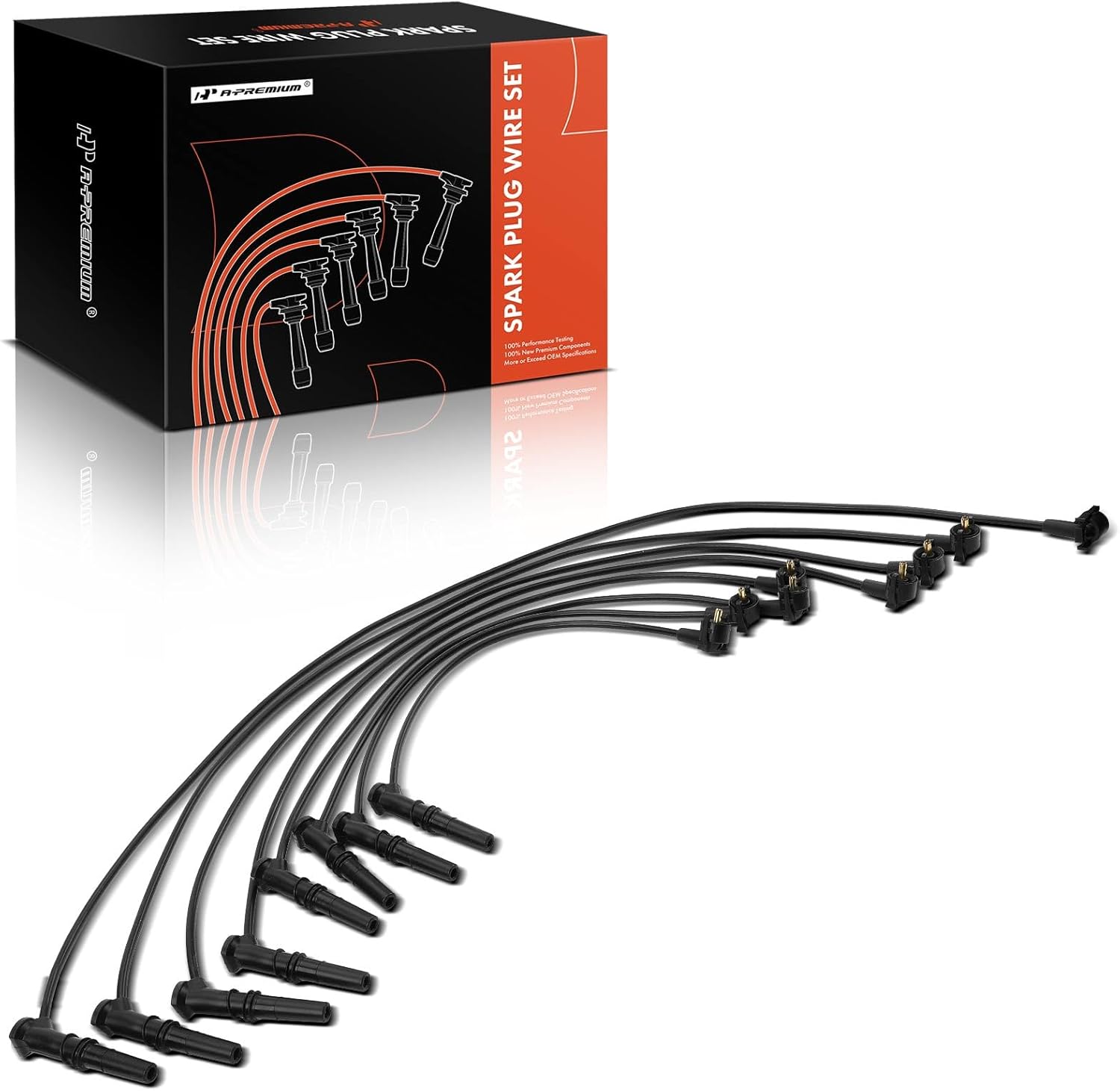 A-Premium Ignition Spark Plug Wires Set of 8 Compatible with Ford Crown Victoria & Lincoln Town Car & Mercury Grand Marquis, 1994 1995, 4.6L, Replace# XU2Z12259HA