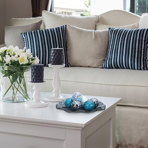 Miniatura 6 de Suclain Juego de 8 cuencos y bolas decorativas para centro de mesa, mosaico de mesa, con orbes de mosaico de vidrio de 2.4 pulgadas, bandeja