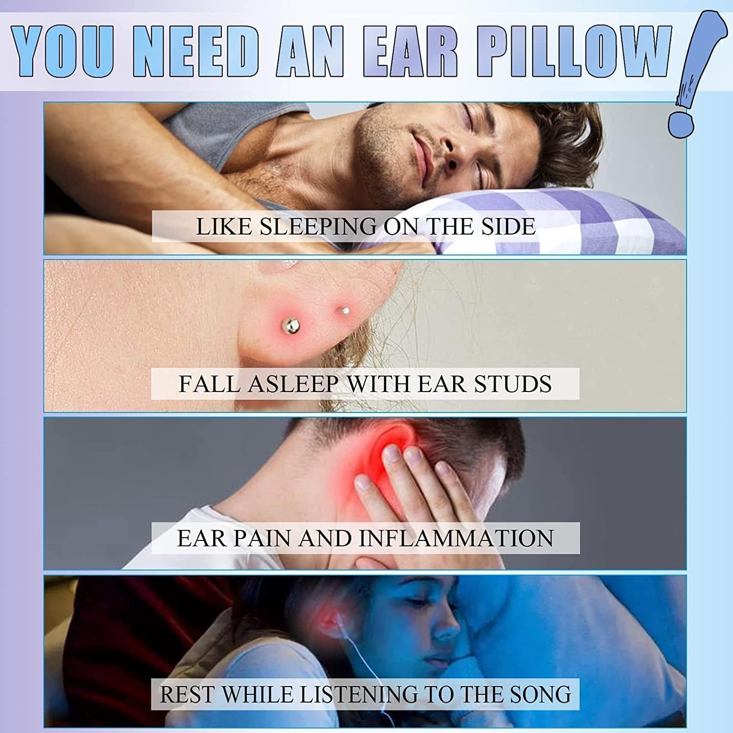 Pillow with Ear Hole,Organic Buckwheat Pillow for Sleeping, for CNH and Ear Piercing Ear Pain Ear Inflammation Pressure Sores,Pink