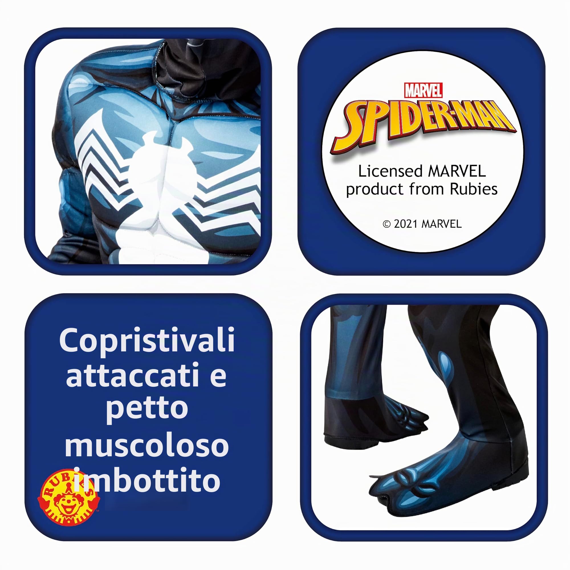 Rubies Costume ufficiale Disney Marvel da Spider-Man Venom Deluxe per ragazzi, costume da supereroe per Halloween