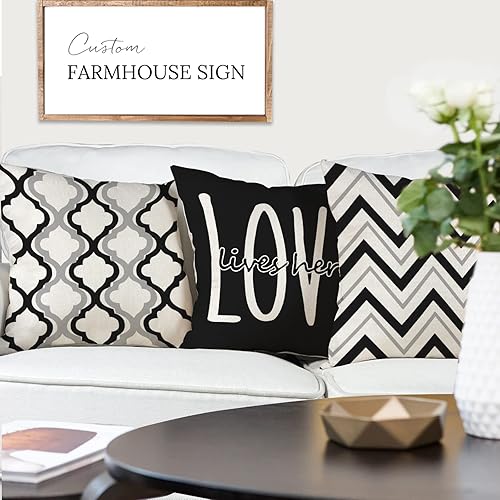 Miniatura 4 de YCOLL Juego de 4 fundas de almohada de 18 x 18 pulgadas, fundas de almohada decorativas de lino rústico, fundas de cojín cuadradas para sofá,