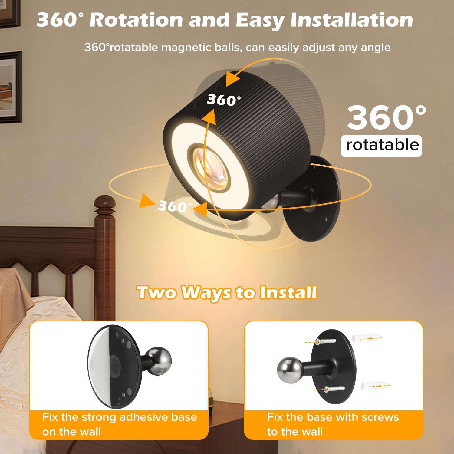 milfra 4 Piezas Lámpara de Pared de Interior,Apliques Interior con Puerto de Carga USB Control Táctil,3 Temperaturas de Color y Brillo Ajustable Apliques Pared Interior Inalámbricas