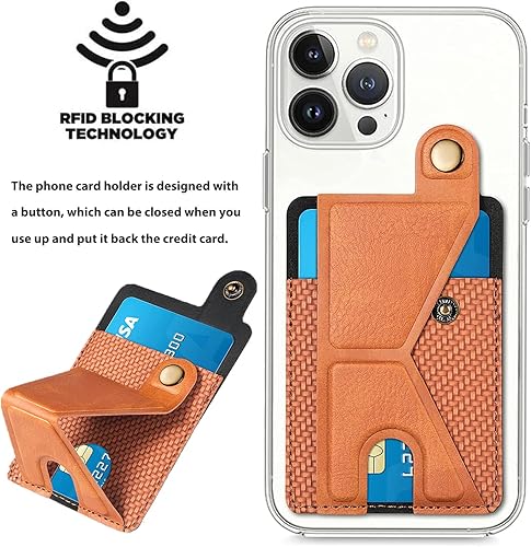 Miniatura 6 de Miimall Tarjetero compatible con iPhone Case, Samsung Galaxy, cartera de piel sintética con soporte magnético ajustable, funda adhesiva 3M para la