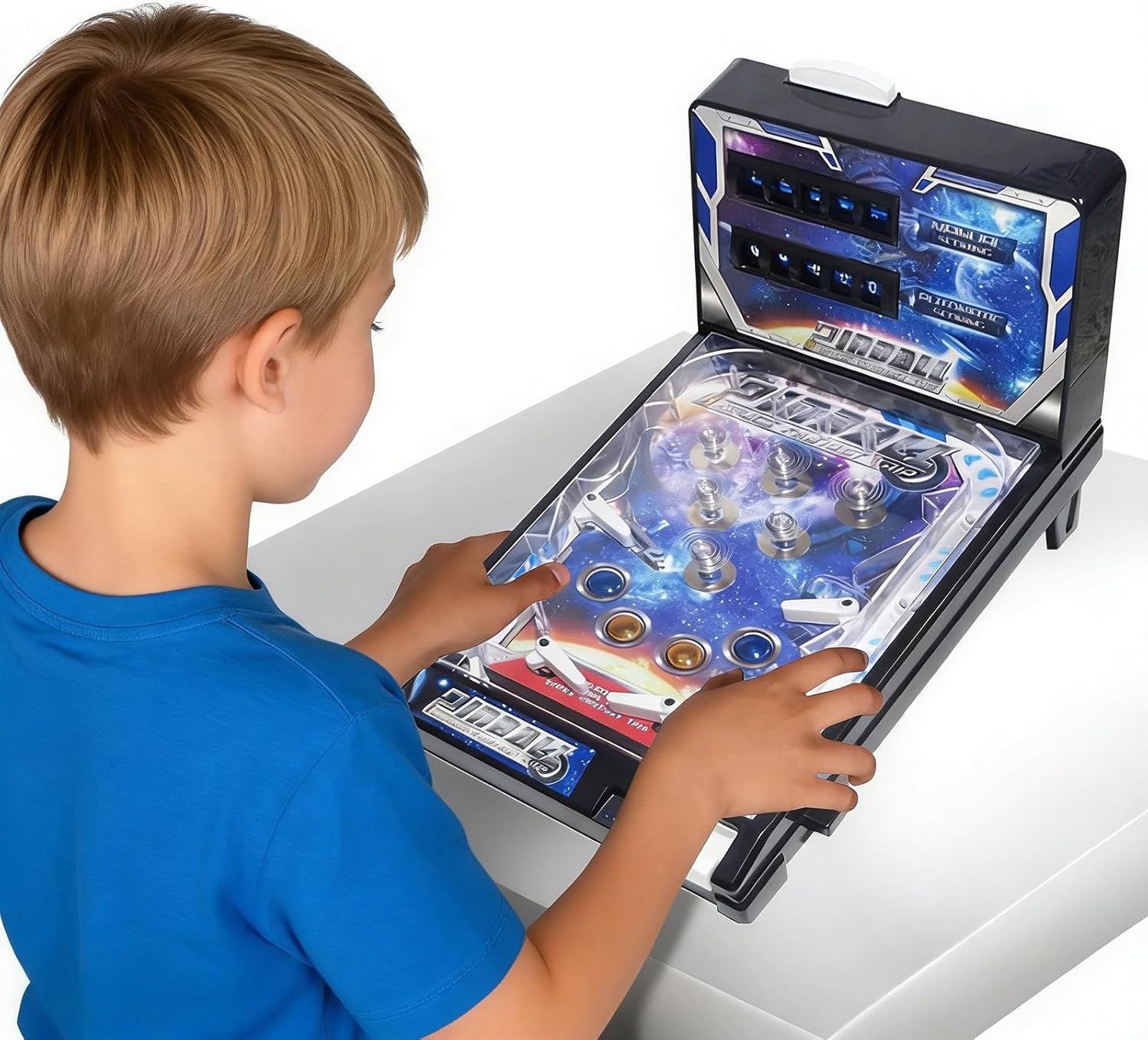 Tabletop Pinball Machine Retro Electronic Pinball Ball Shooting Game Children's Electronic Pinballs Game Machine Toy with Lights and Sounds