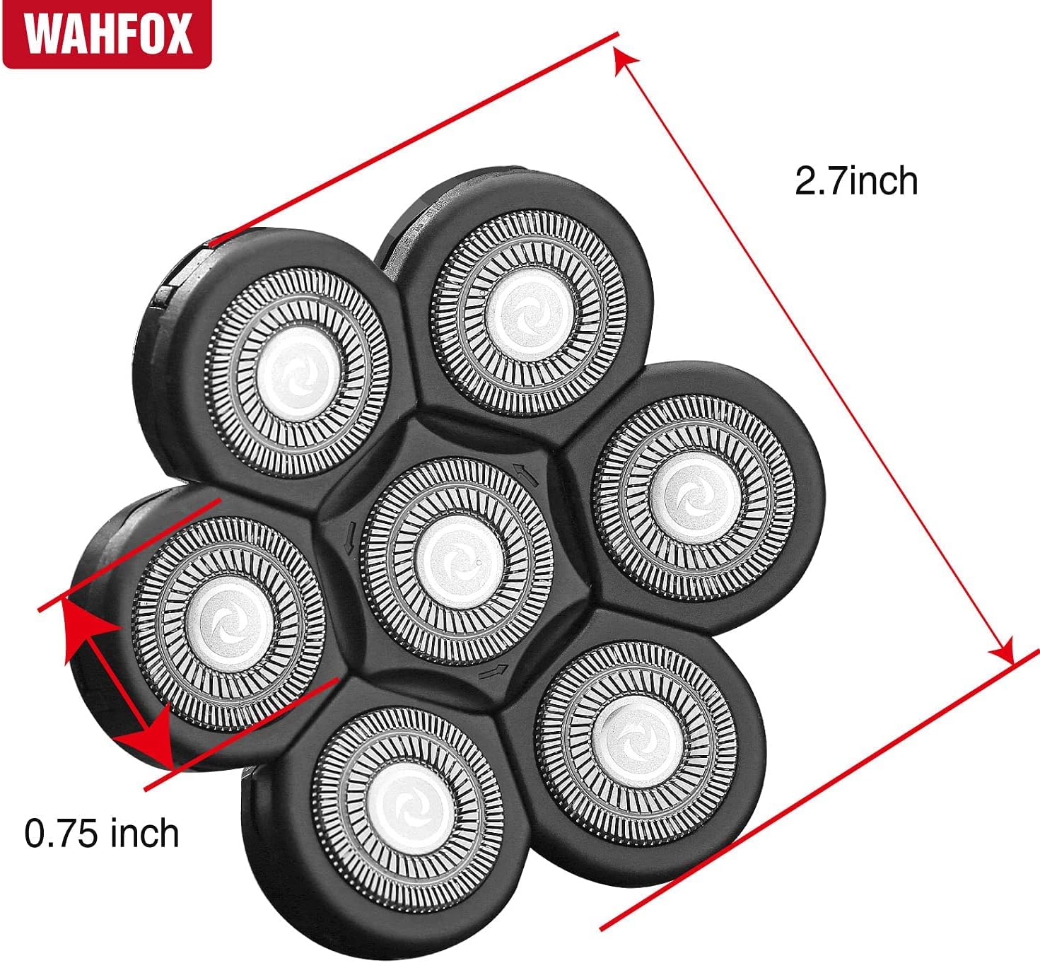 Universal 7 Blades Head Shaver Replacement Heads for Mainstream Shaver Brands, Eelectric Shaver Replacement Replacement Blades (7D Black)