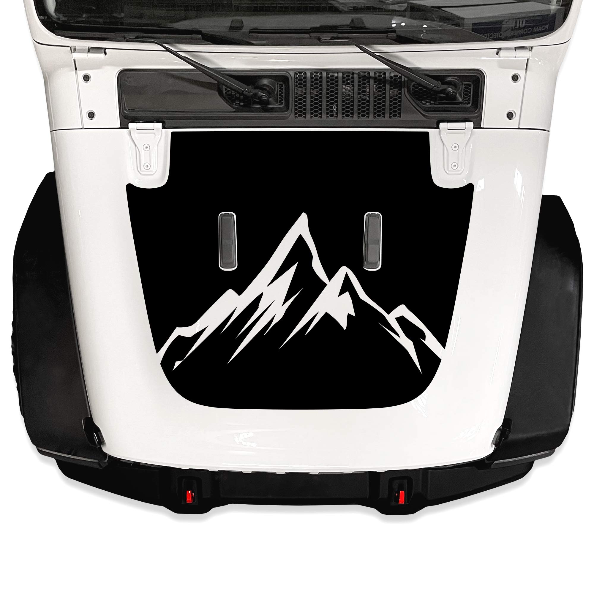 Photo 1 of Factory Crafts Hood Graphics Kit 3M Vinyl Decal Wrap Compatible with Jeep Gladiator 2019-2021 and Wrangler JL JLU JT 2018-2021 - Matte Black (Mountain)