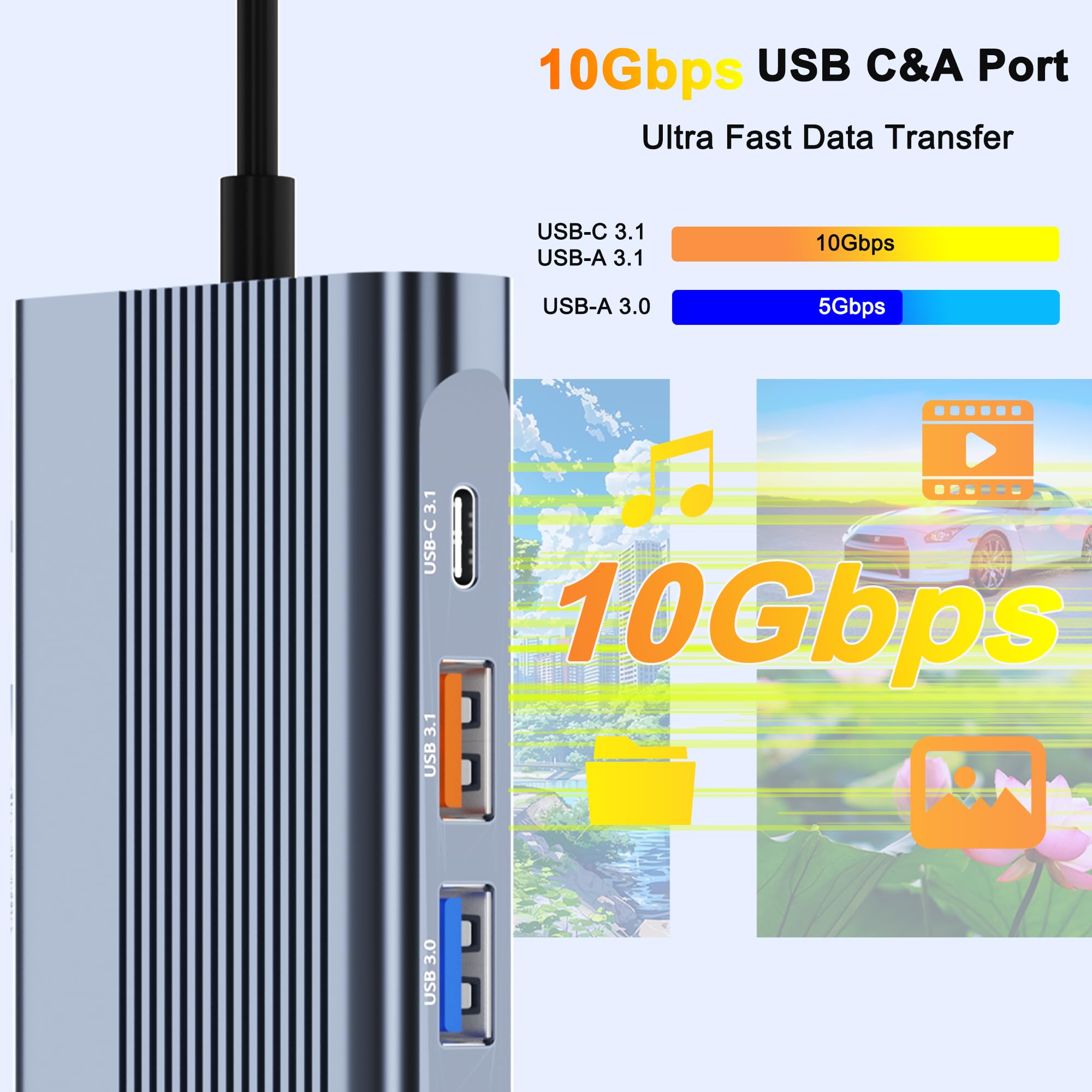Docking station USB C doppio monitor per laptop Dell/HP/Lenovo/Mac, adattatore HDMI doppio per 2 monitor, docking station per laptop 14 in 1, doppio monitor con USB / HDMI / VGA / PD / Ethernet / SD