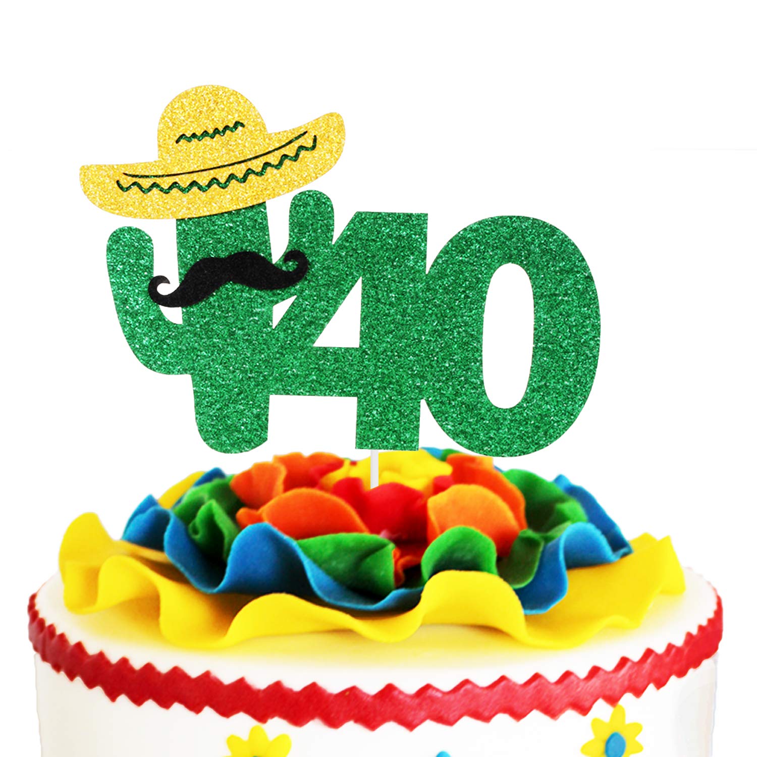 Fiesta 40th Birthday Cake Topper Green Glitter Mexican Summer Fiesta Cake Supplies Slaying Dirty 40 Man Woman Forty Years Old Birthday Party Decoration Amazon In Home Kitchen