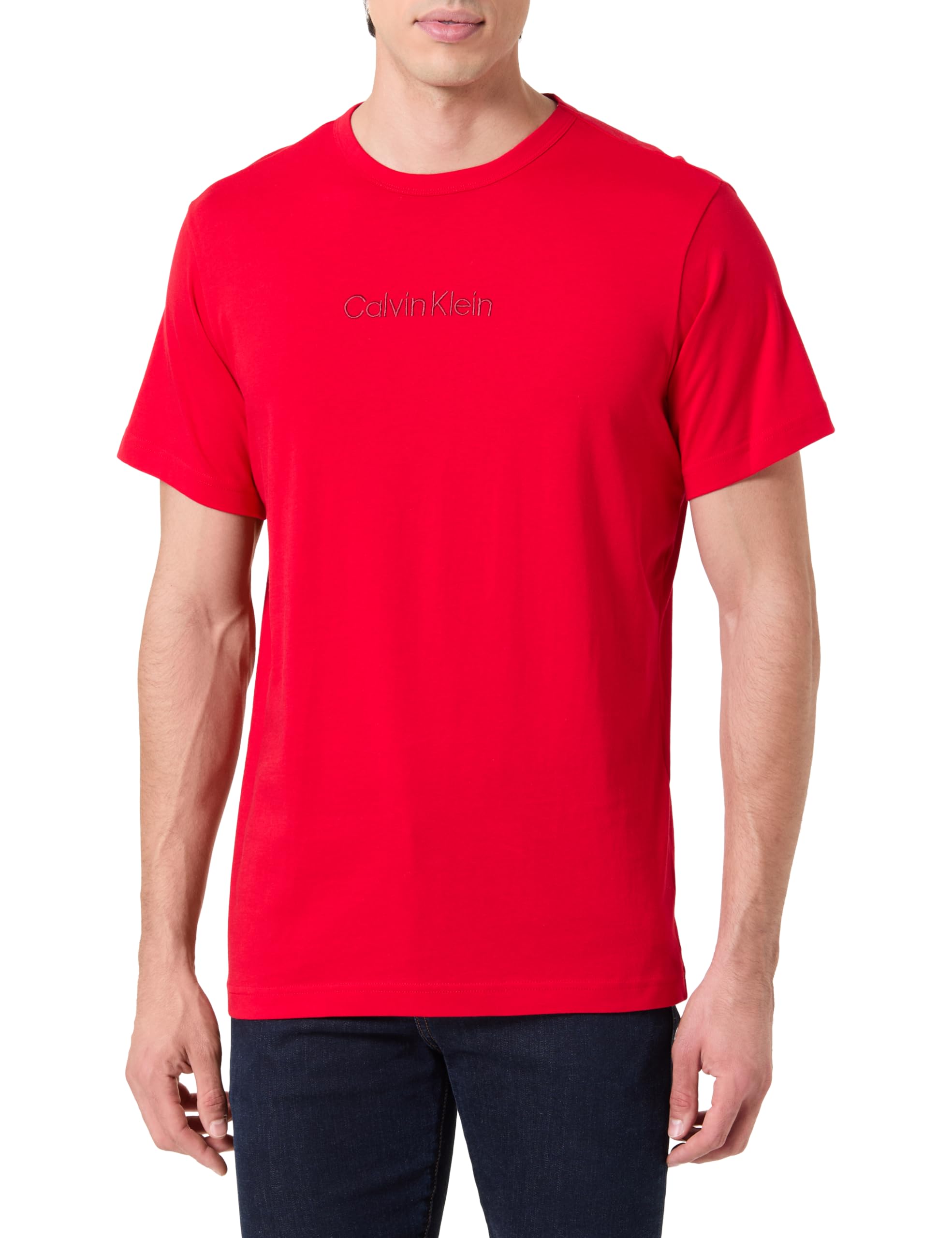 Calvin Klein Men's Short Sleeve Crew Neck T-Shirt, Red (Berry Sangria), M