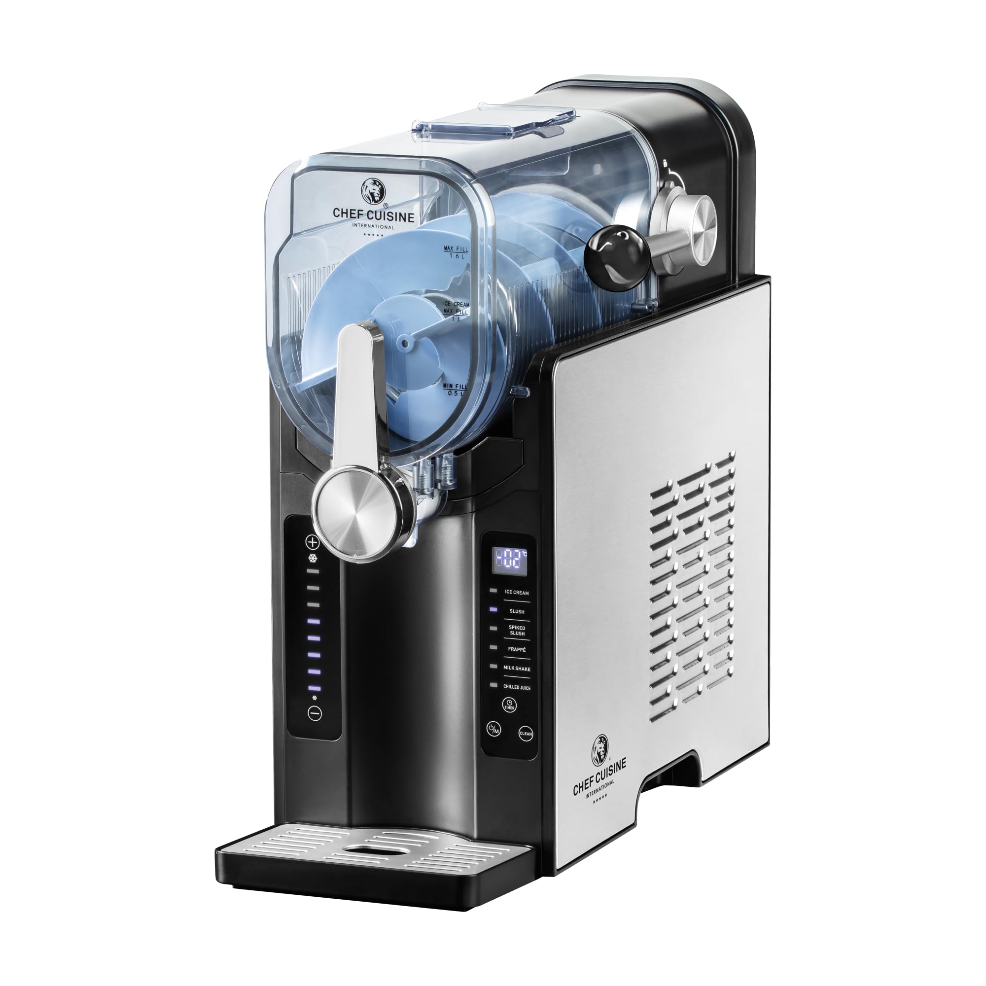 Slush Eis Maschine mit Kompressor, 1,6 Liter, 6 Programme, Touch-Display, Timer, BPA-frei, Automatische Reinigung