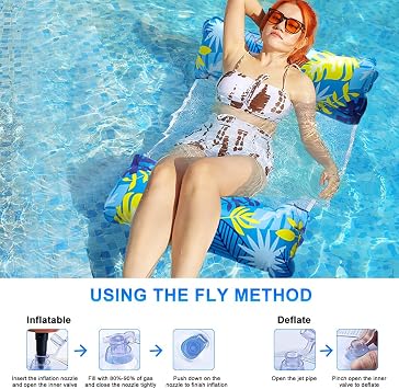 2 Pack Inflatable Pool Floats Hammock, Inflatable Pool Lounger,PoolFloat Water Hammock with Manual Air Pump,4-in-1 Water HammockInflatable Floating Chair Bed Raft Recliner Float for Adult Kid