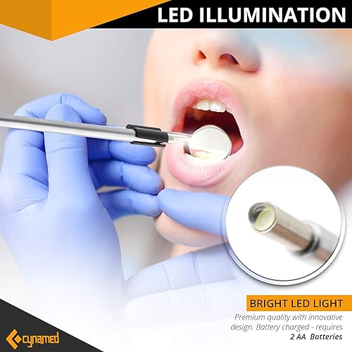 Miniatura 6 de Cynamed Espejo de inspección dental con iluminación LED - Veterinario dental primeros auxilios telescópico difícil de alcanzar espejo oral antivaho