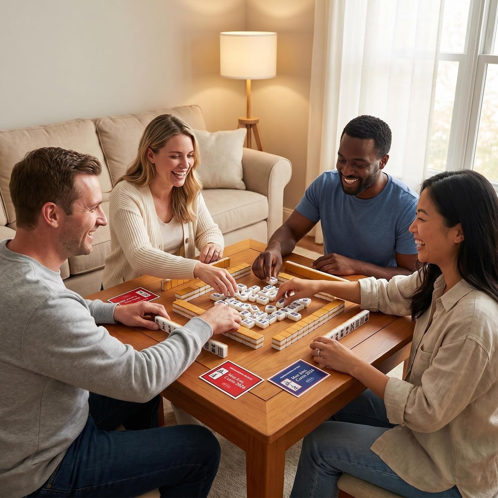 Juego de mahjong americano portátil con mesa | Viajes y uso al aire libre, divertido regalo social para parque y picnic