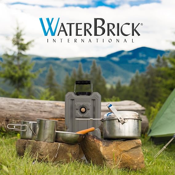 حاويات WaterBrick الدولية لتخزين المياه في حالات الطوارئ | 4-حزمة من طوب حاويات مياه الغالون القابل للتكديس 3.5 | البلاستيك HDPE من الدرجة الغذائية | BPA-Free | STD Tan