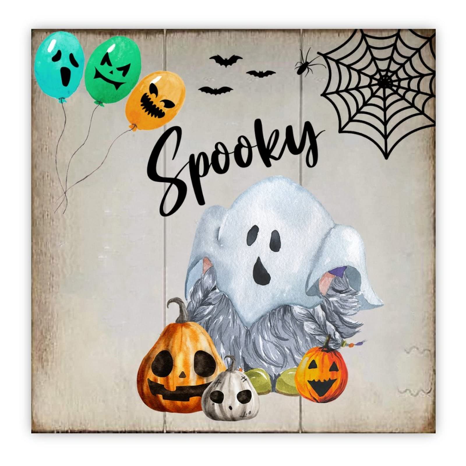 Tableau bois Halloween : panneau nain citrouille pour entrée et nouvelle maison