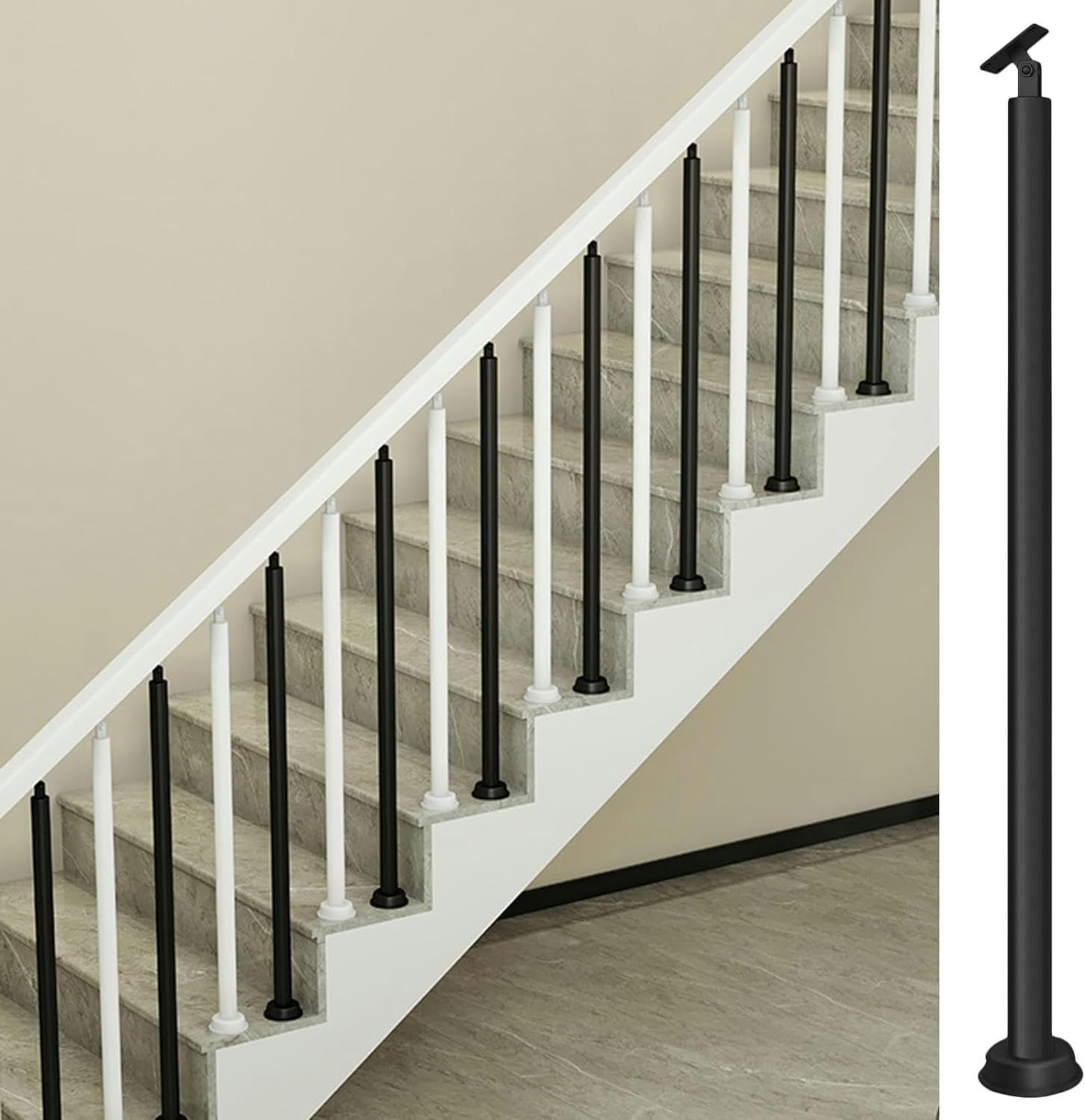 Fer d'escalier réglable et poteau de banister intérieur de 25 à 46 pouces pour loft