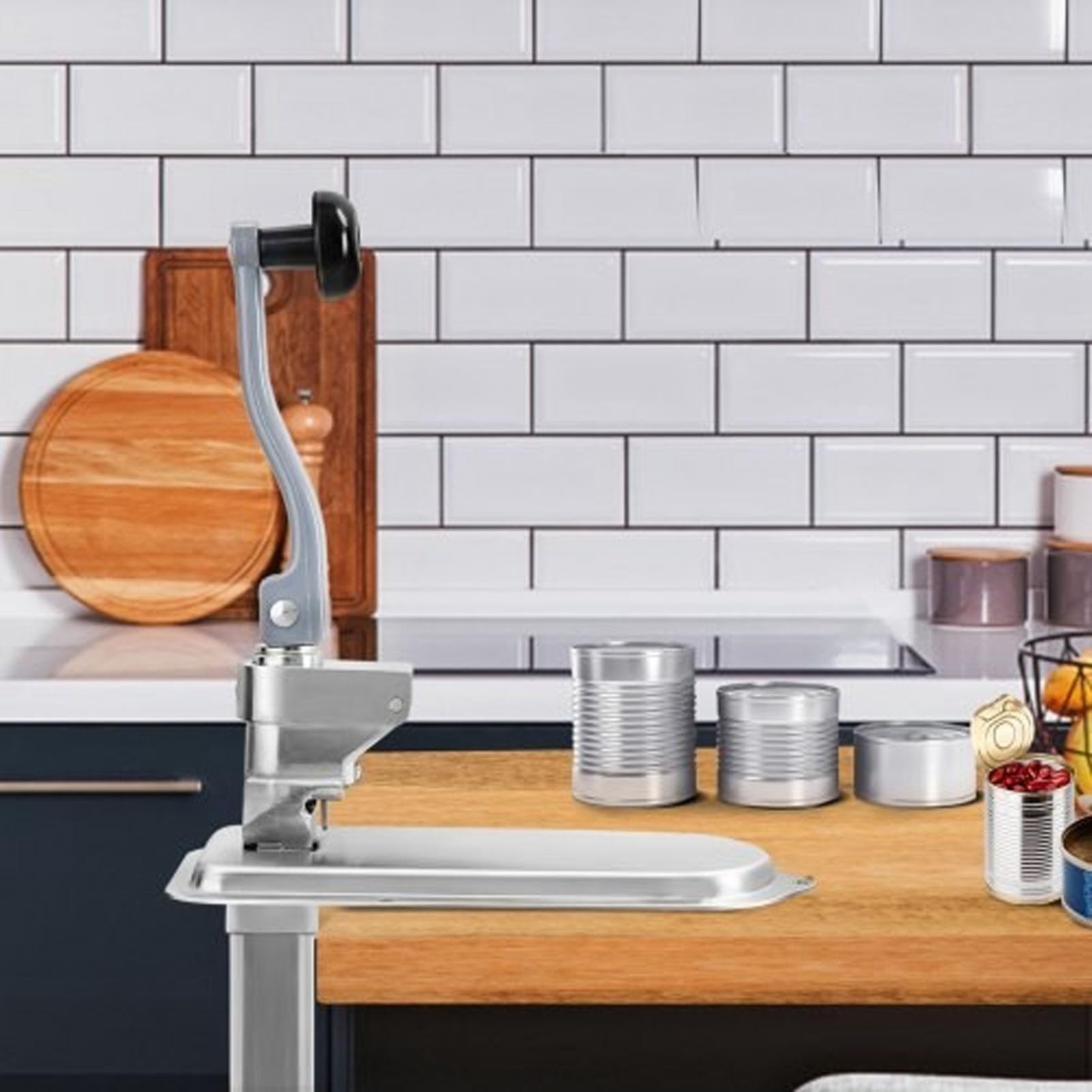 Rengue Kommerzieller Dosenöffner, Edelstahl-Gusseisen-Tischdosenöffner, Manuelles 23,2-Zoll-Design, Bequemer Griff, Tischhalterung für Große Dosen in der Restaurantküche