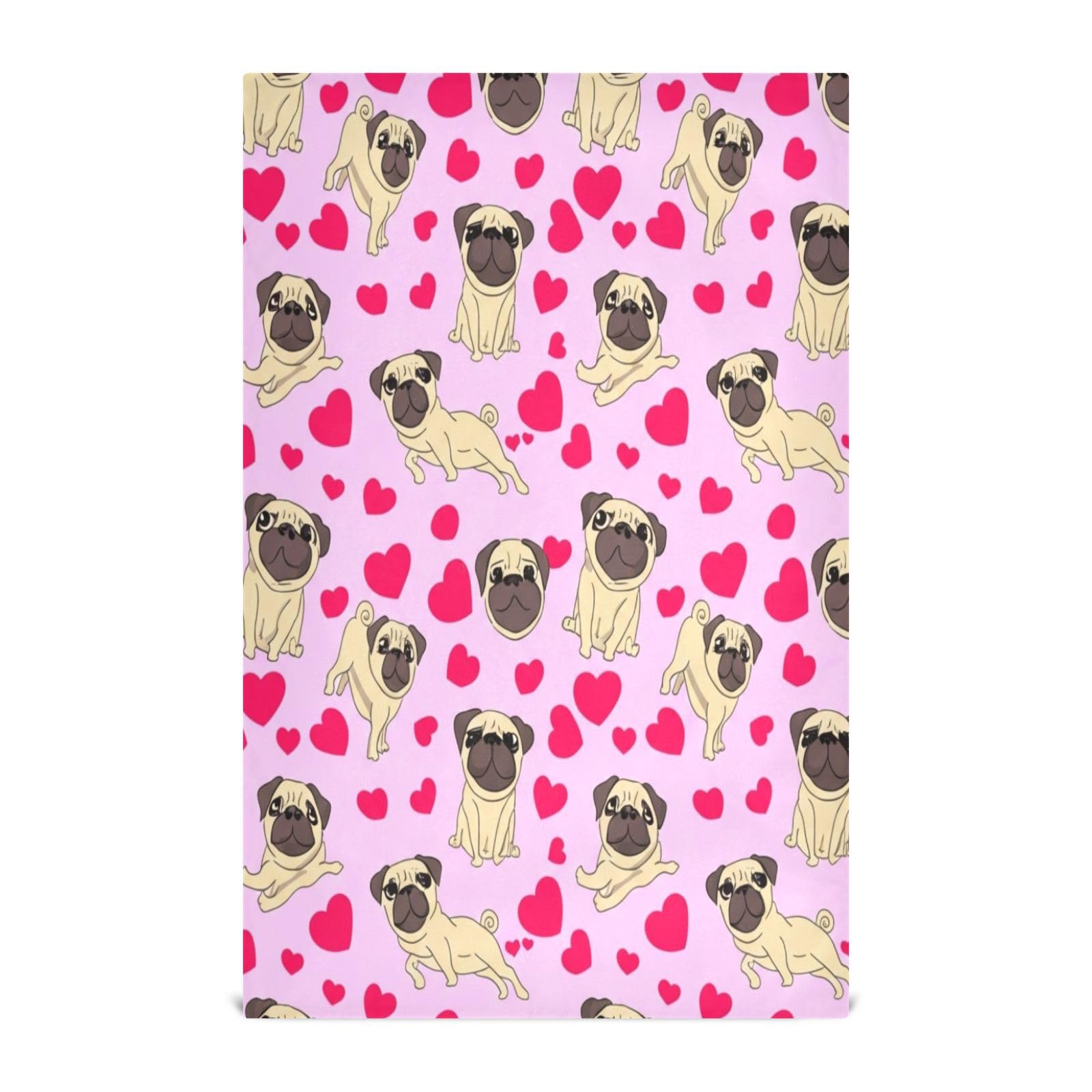Paños de cocina GAIREG con lindos corazones de pug, juego de 6 piezas de 28 x 18"
