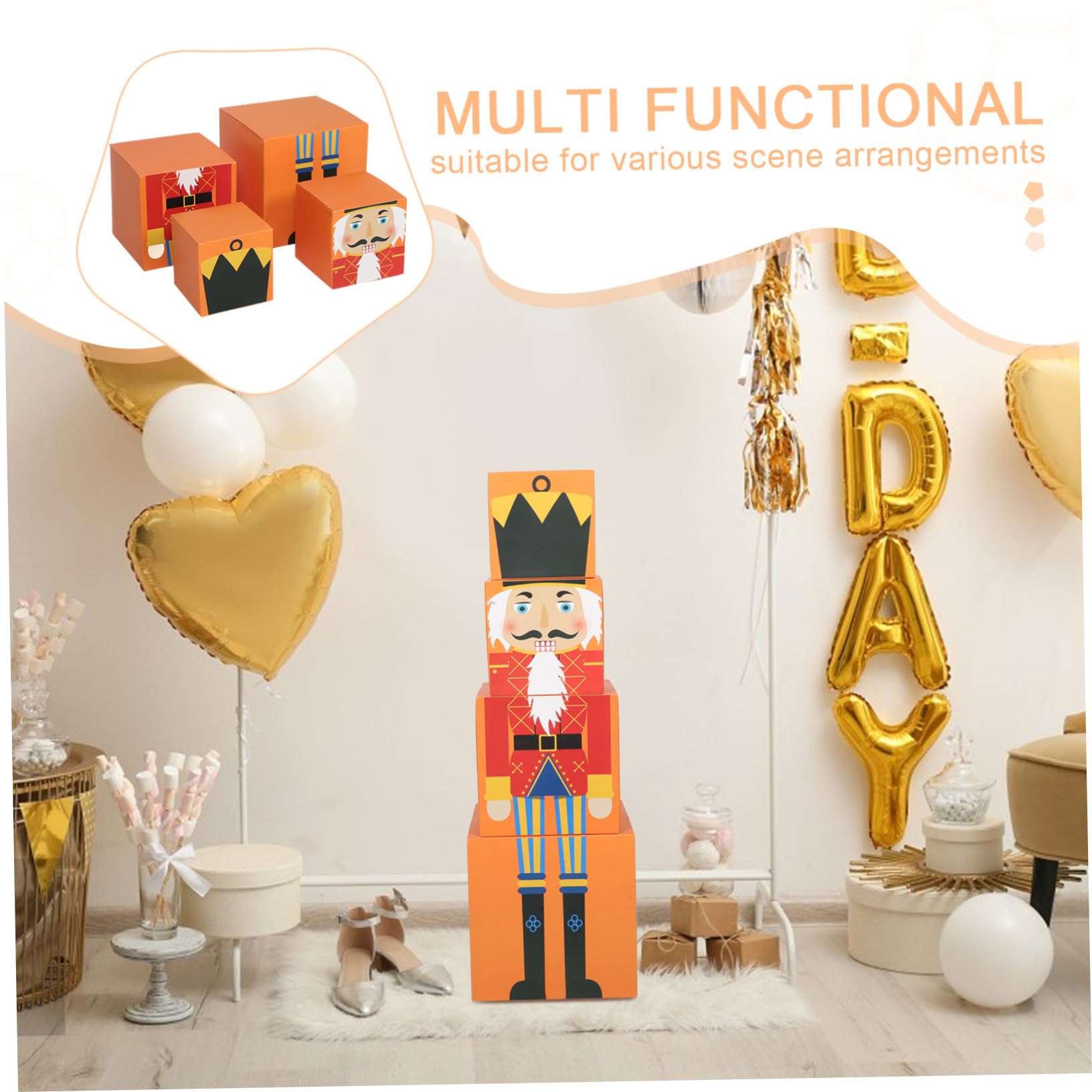 ELAYARD Set di Scatole Natalizie a Tema Fiabesco Design Multifunzionale in Carta Arancione, Comode da Trasportare, per Feste e Decorazioni Festive