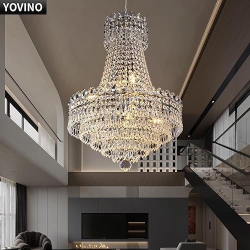 Miniatura 8 de YOVINO Candelabros para entrada, candelabros de cristal de techo alto, 8 luces para comedor, candelabros modernos para pasillo, cerca del techo,