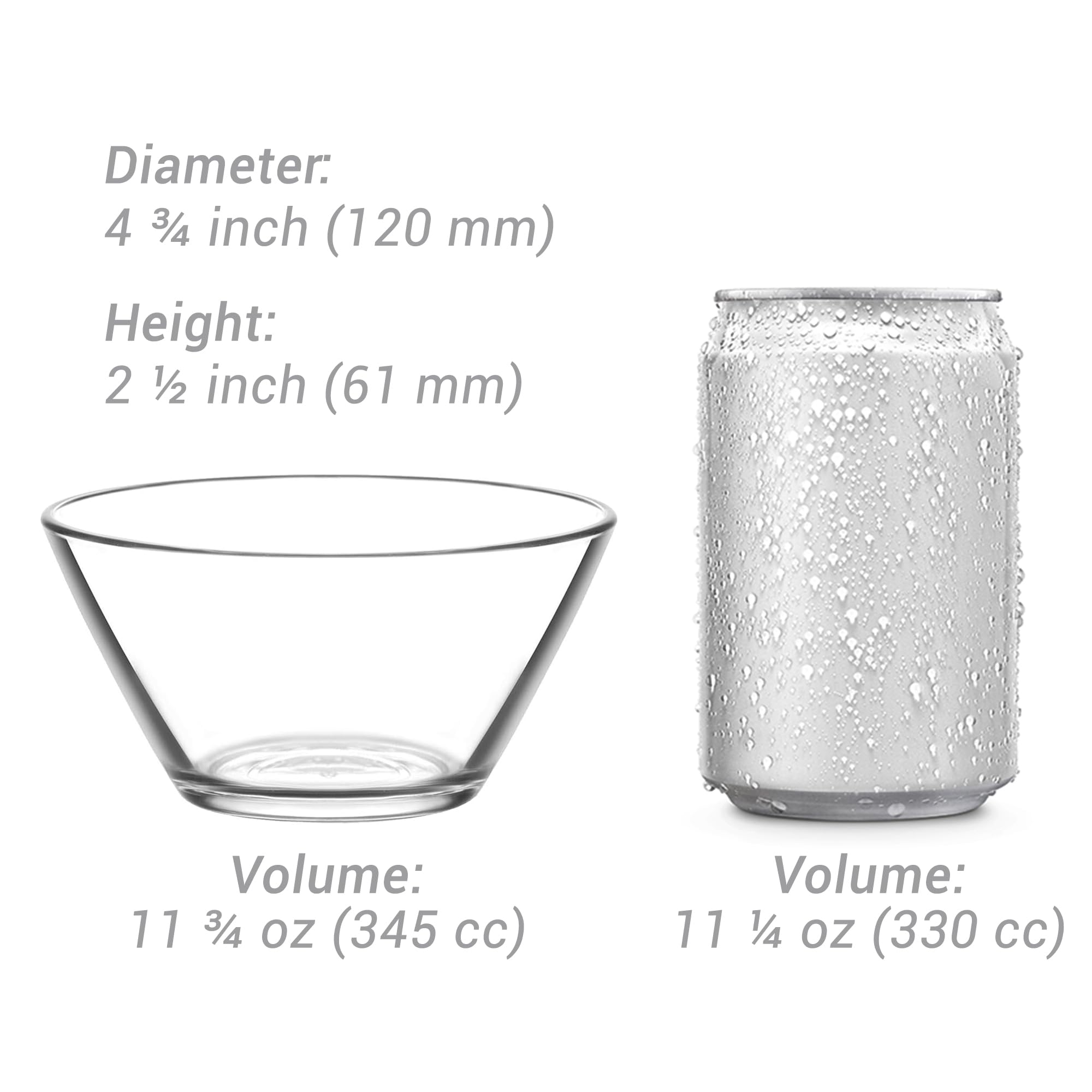 CRYSTALIA Ciotola Impilabile Premium in Vetro 345ml Senza Piombo - Coppe Gelato, Bicchieri da Dessert, Ciotola per Budino, Tazza da Immersione, Coppette Vetro
