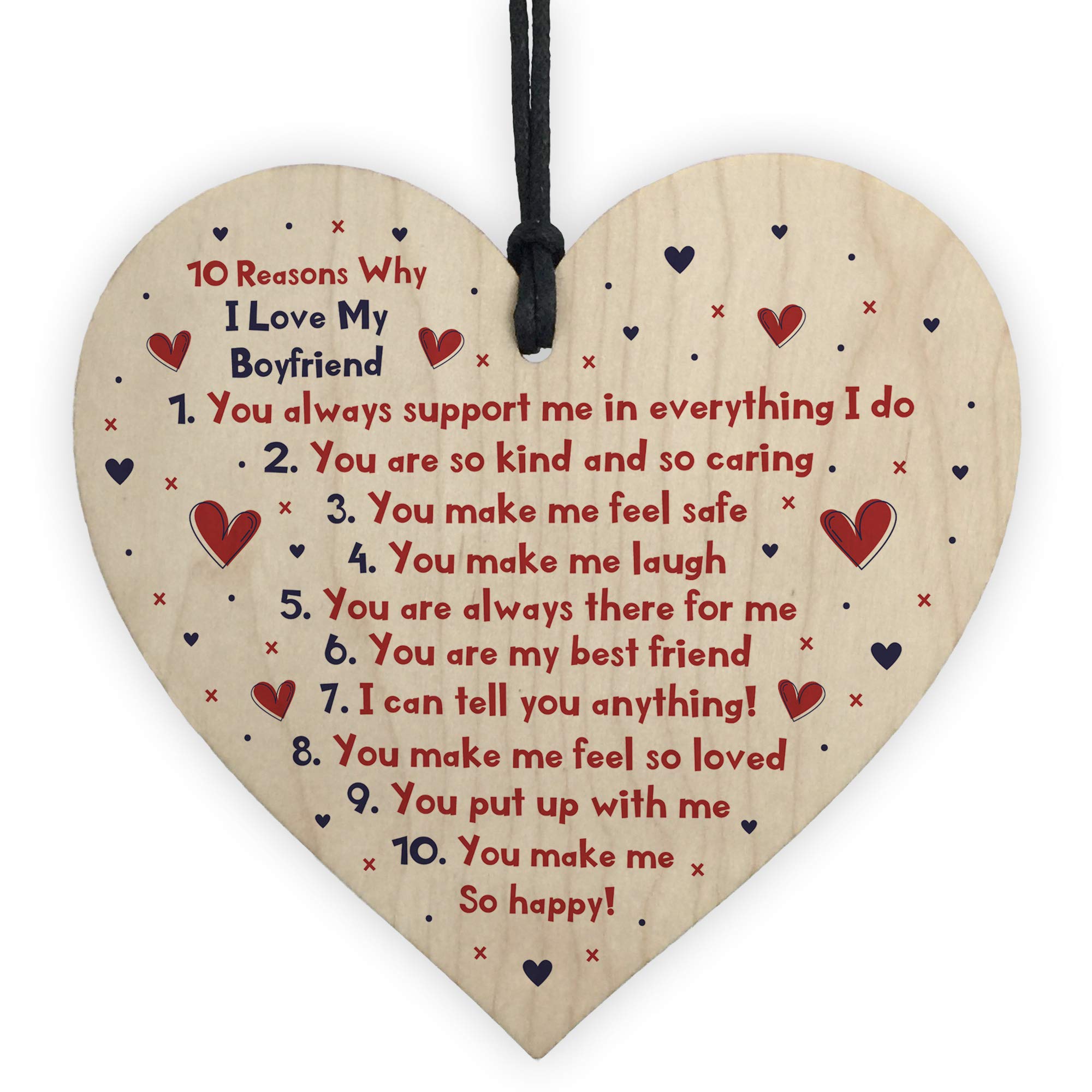 RED OCEAN Handmade 10 Reasons Why I Love You For Boyfriend Valentine's Day Anniversary