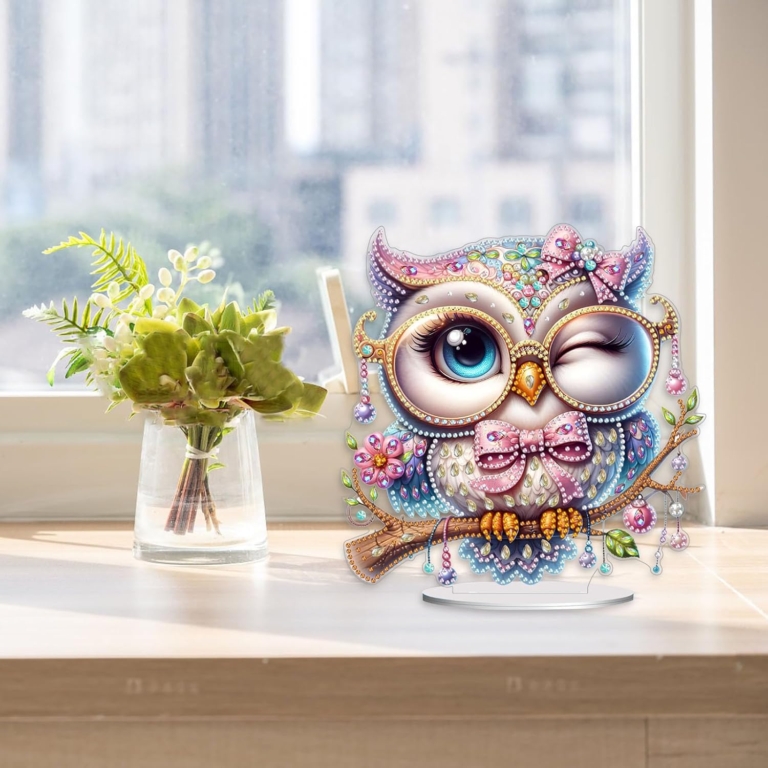 DoxQcs DIY Animal Diamond Desktop Ornaments for Adults, 5D Dot Diamond Art Painting Home Decoration Ornaments for Home Office Decor (Single-Sided Diamond)-#15-4PCS