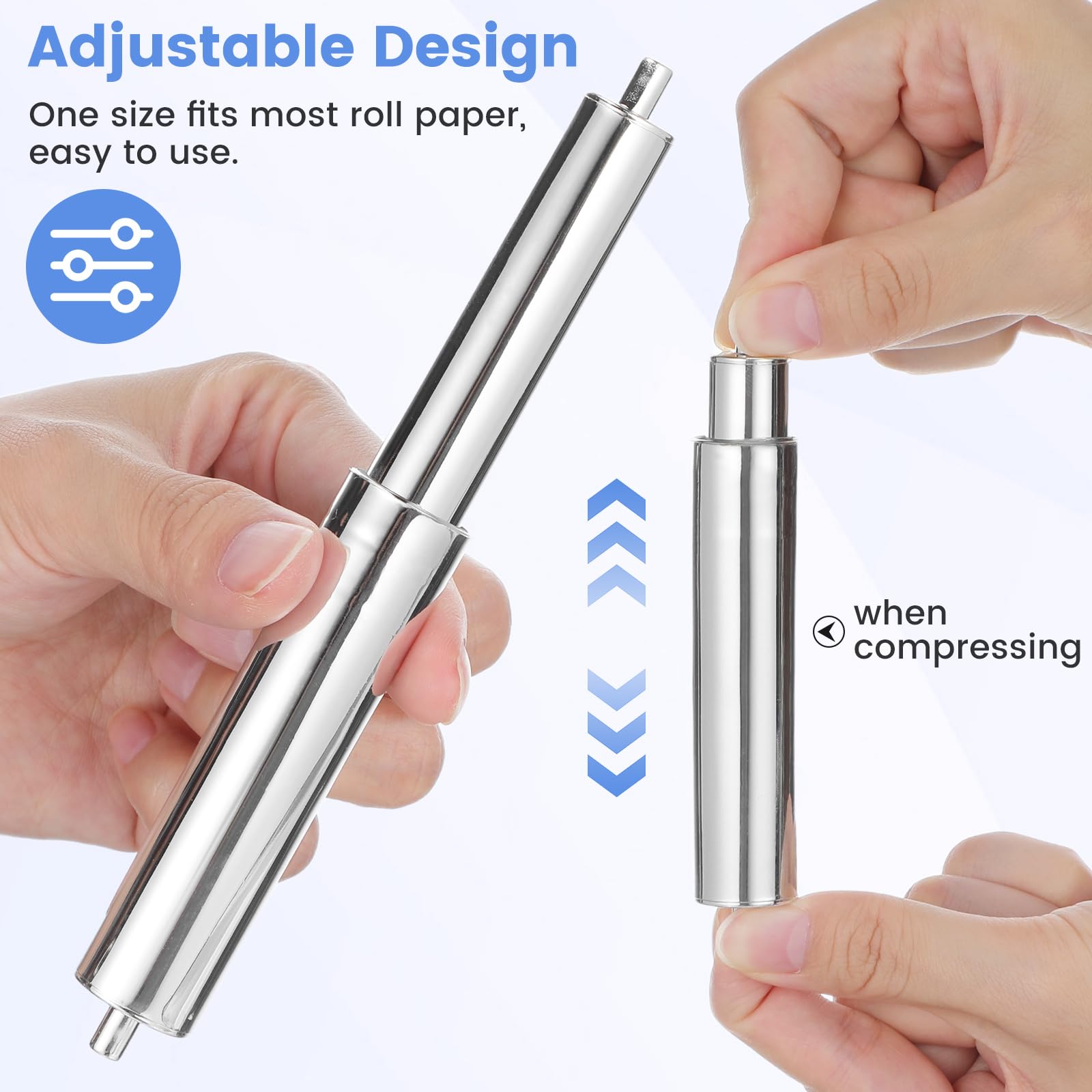 Homoyoyo 3 Pieces Universal Plastic Spring Loaded Toilet Paper Roller Rod Toilet Paper Holder Spring Rod for Bathroom Makeover Apartment Friendly,Renter,No-Drill for Holder Roller Replacement,Tapered — Amazon image 2