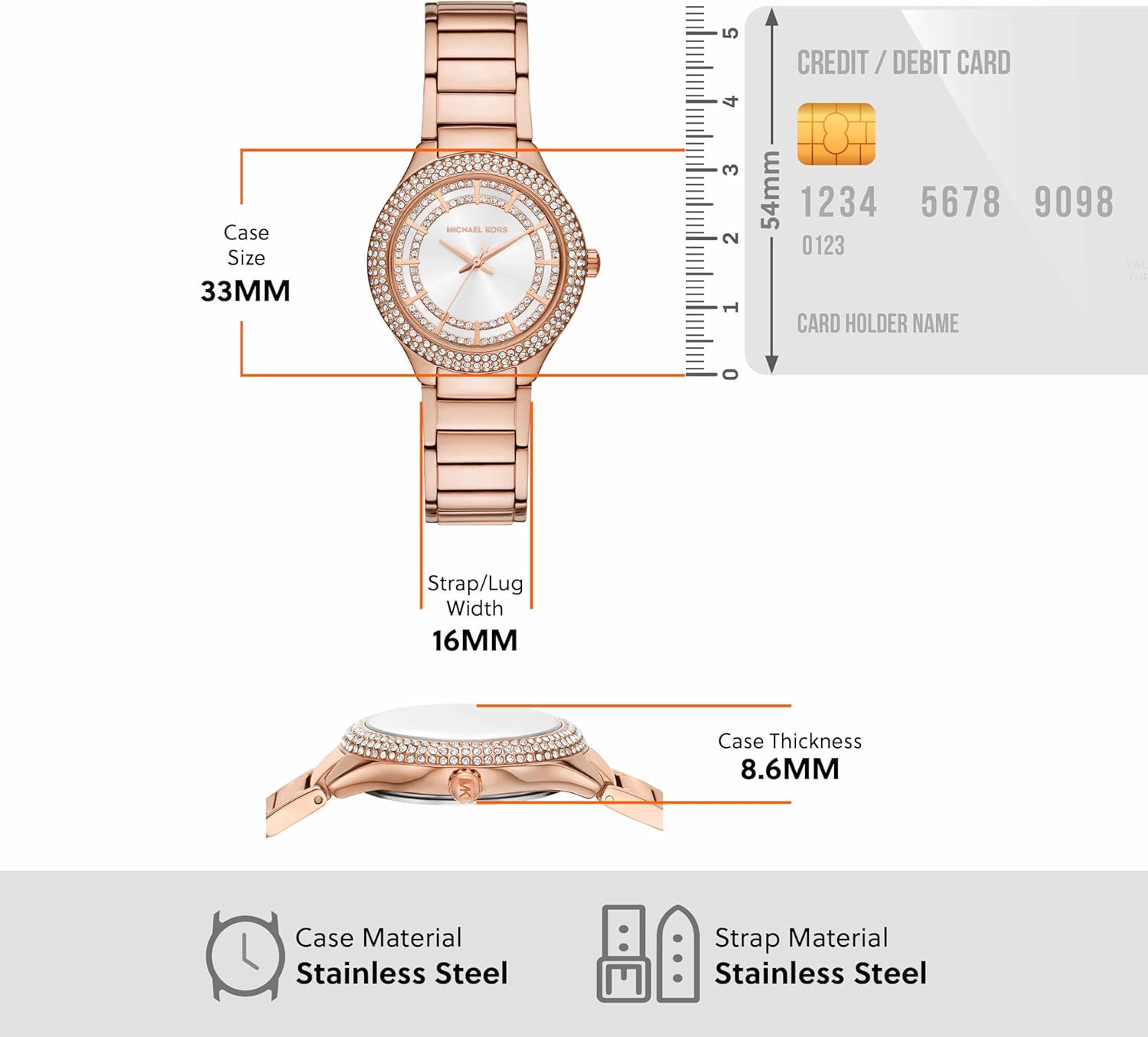 Michael Kors Women's Sylvia Three-Hand Rose Gold-Tone Stainless Steel Bracelet Watch (Model: MK4942) - Image 5