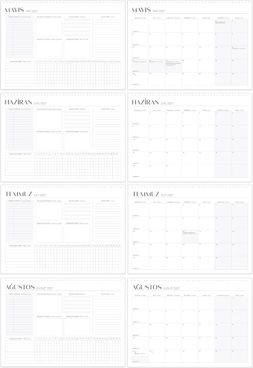 Matt Notebook 2026-2027 16 Aylık Akademik Masaüstü Planlayıcı Takvim 25x35 cm - Siyah