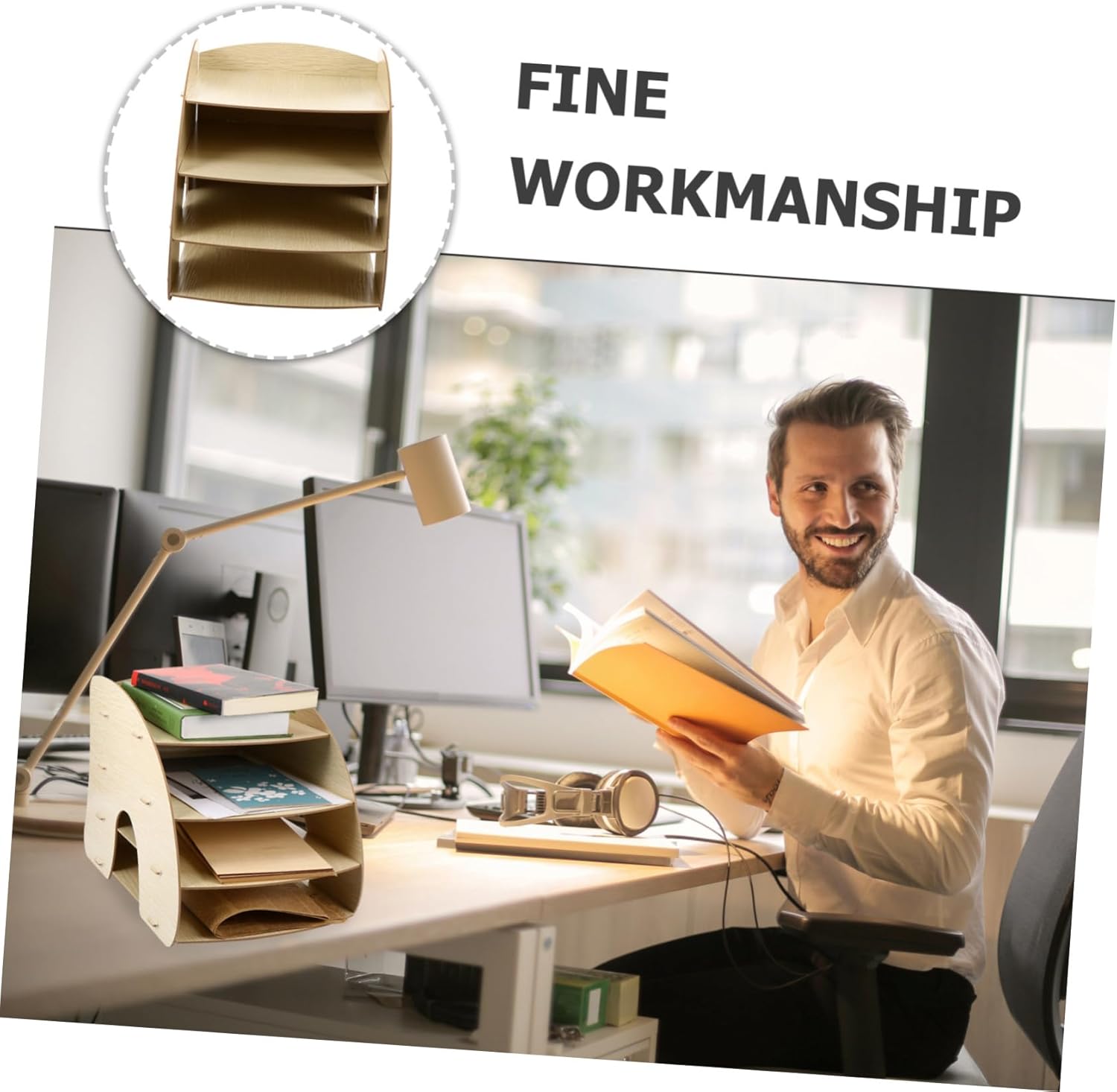 GANAZONO Multi Layer File Holder Versatile Desktop Storage Rack for Office Supplies Organize Papers Notebooks and More for Reducing Desk Clutter and Maximizing Space