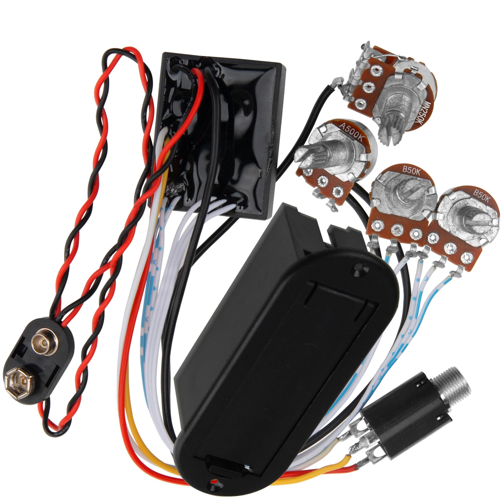 Equalizzatore Attivo 3 Bande Per Basso Elettrico E Chitarra – Preamplificatore Con Circuito A250K Tono E Volume B100K