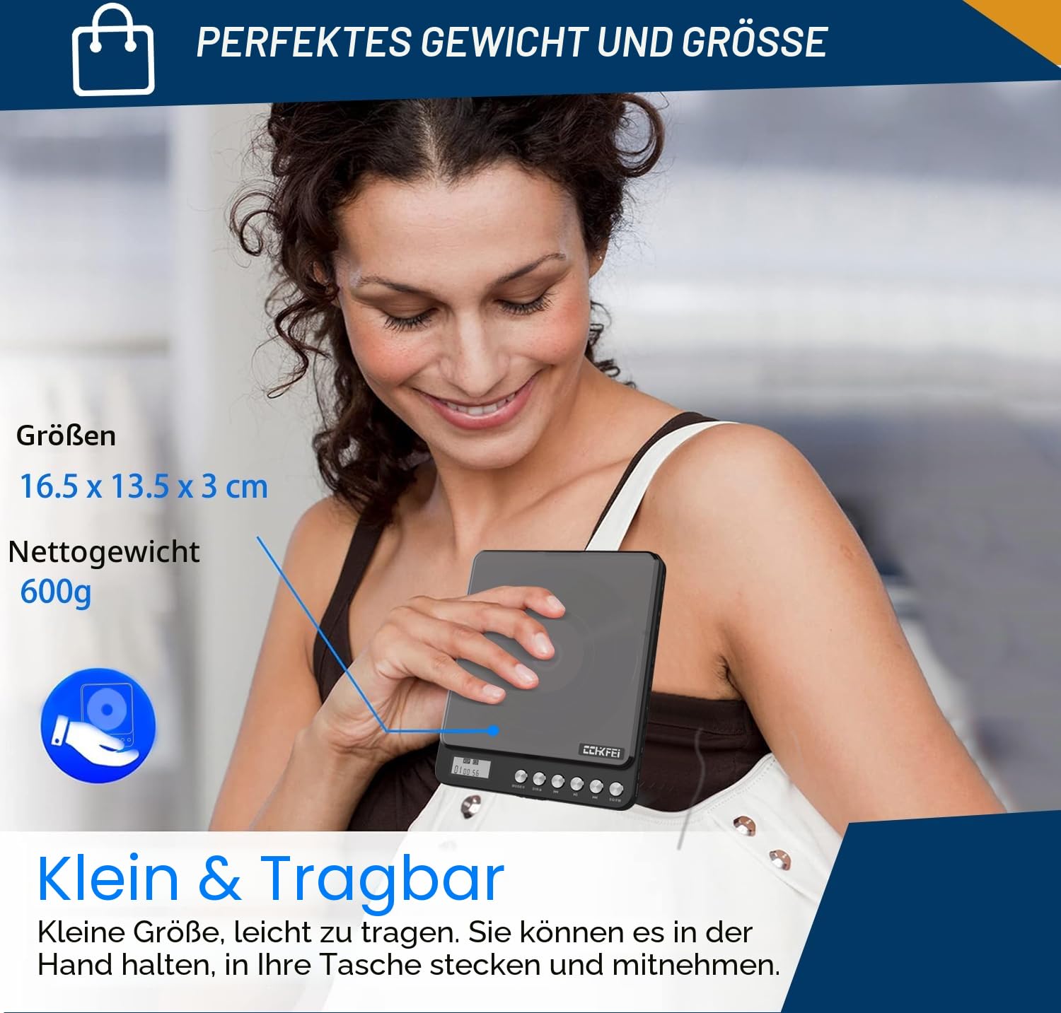 Tragbarer CD-Player Bluetooth mit Kopfhörern, Wiederaufladbarer CD Player Tragbar mit Lautsprecher und FM Transmitter 2000mAh Lithium-Akku Discman CD Players Tragbar für Erwachsene Studenten Kinder