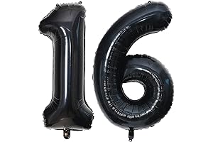 Giant 16th Birthday Decorations: 40 Inch Black Number Balloons