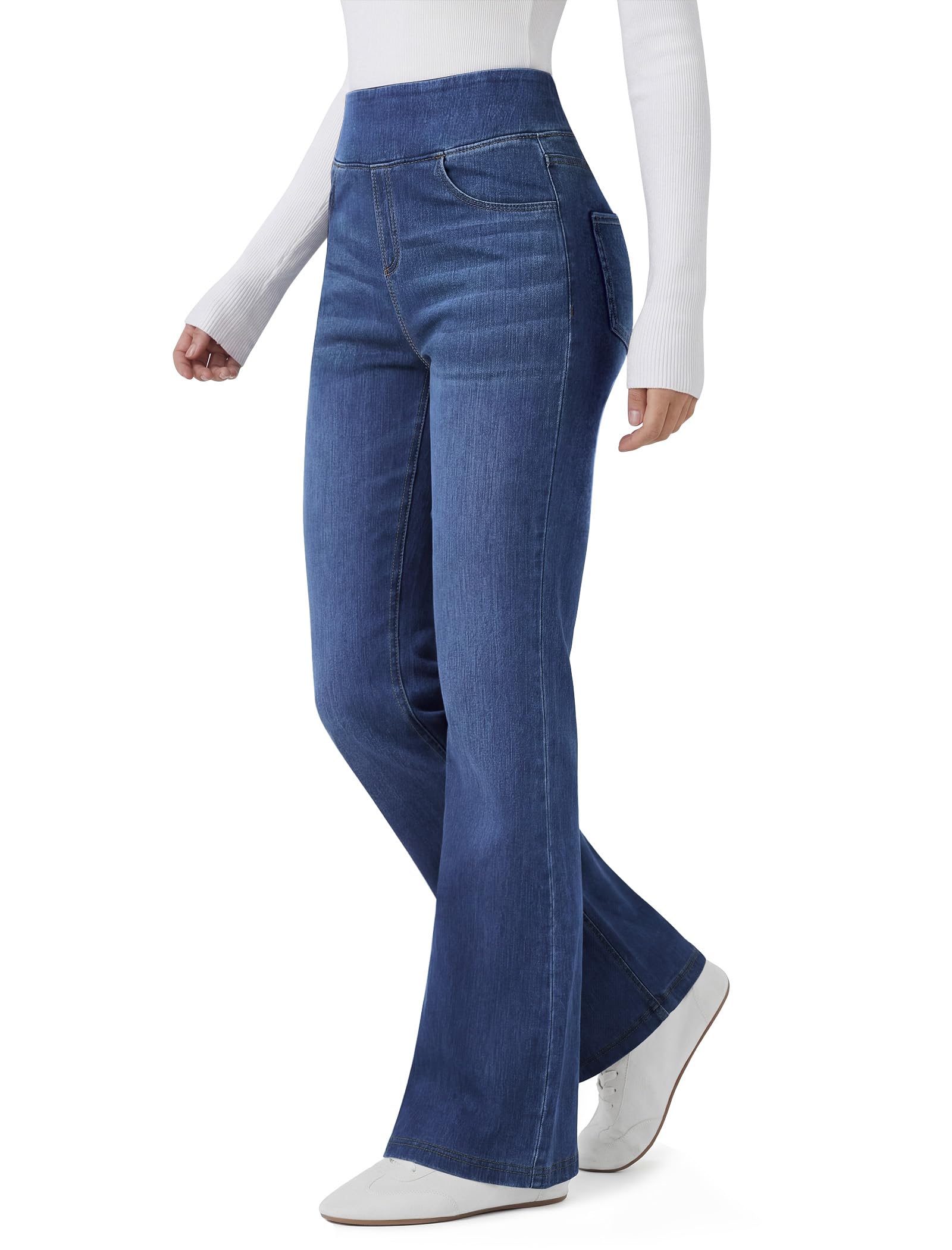 Women’s Trendy Stretchy Flare Jeans Pull On Casual Denim Pants