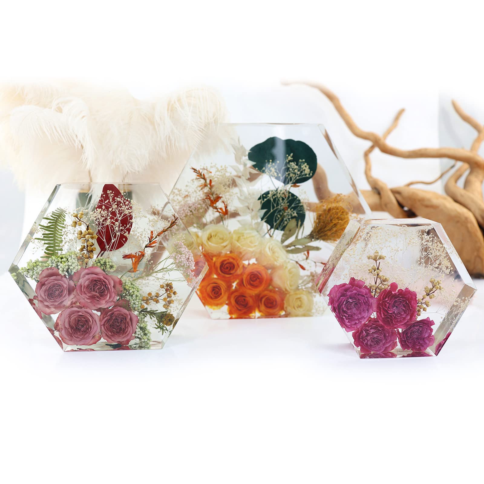 Moule en résine époxy, grand, moyen et petit, mise à niveau, moule Hexagonal en Silicone pour préserver les fleurs, bricolage, cadeaux de mariage, de saint-valentin, moules de décoration intérieure