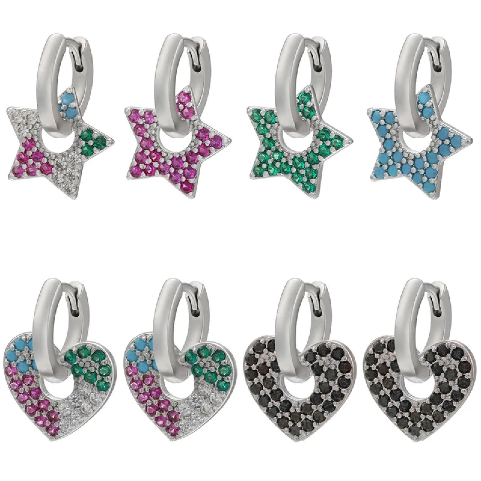 WZGWDC Orecchini a Cerchio Piccoli con Stella a Forma di Cuore da Donna