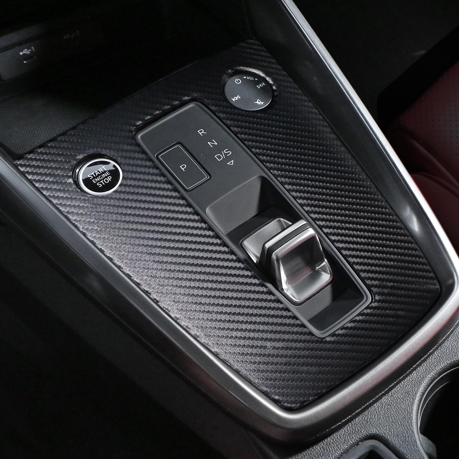 BETTERHUMZ Mittelkonsole Schaltknaufblende Rahmenabdeckung Verkleidung Kompatibel mit Audi A3 8Y S3 RS3 Sportback 2021-2024 für Alcantara-Aufkleber Innenverkleidungszubehör (Karbonleder)