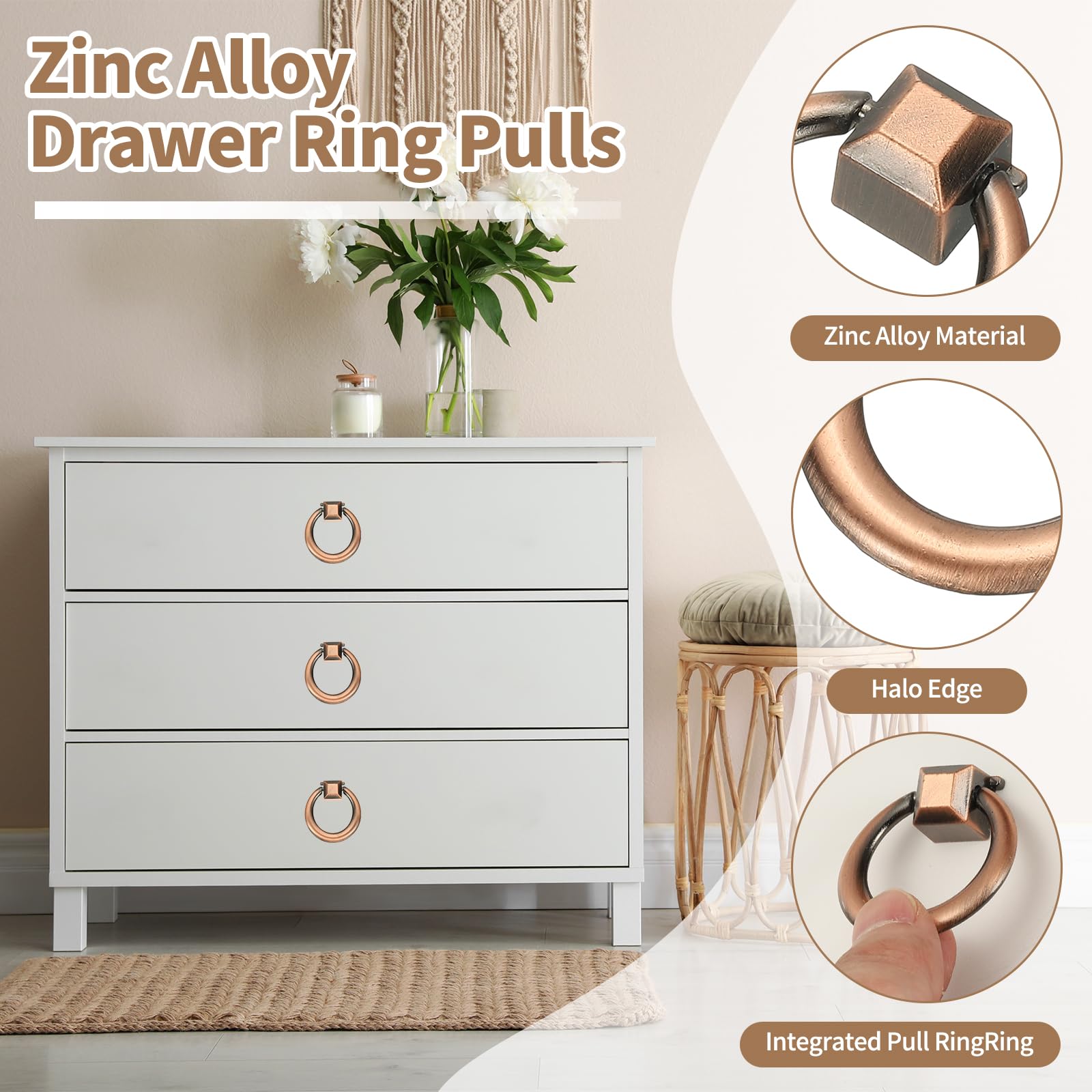 PATIKIL 4Pack Drawer Ring Pull Handles - Image 3