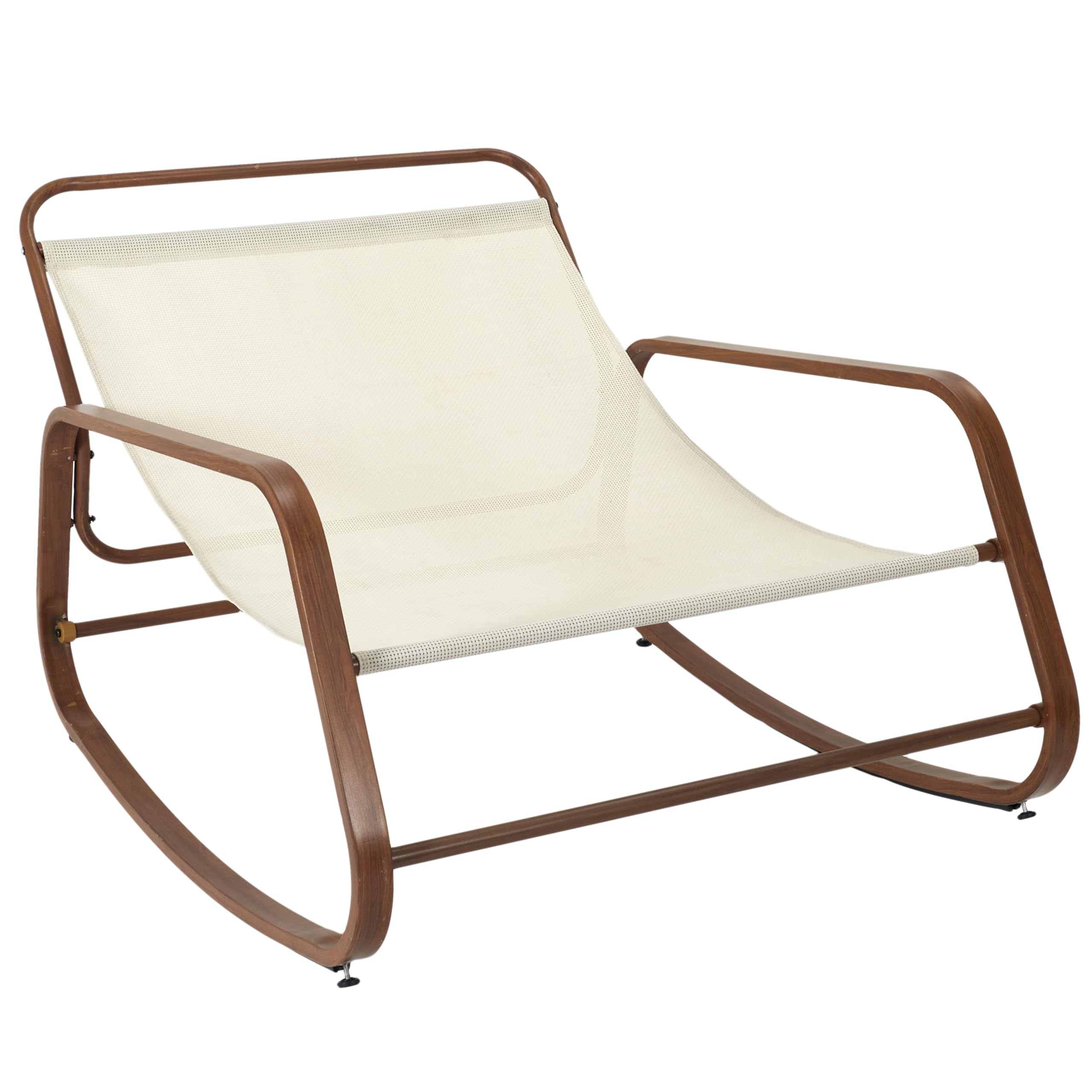 HOME DECO FACTORY - HDO7309 Fauteuil à Bascule Miami Blanc Effet Bois, Mobilier d'Extérieur, Dimensions 92x69x130 cm, Hauteur d'Assise 46 cm, Teinte Beige Marron | Bois, fauteuil à bascule Miami, effet bois blanc, mobilier d'extérieur, jardin ou terrasse,