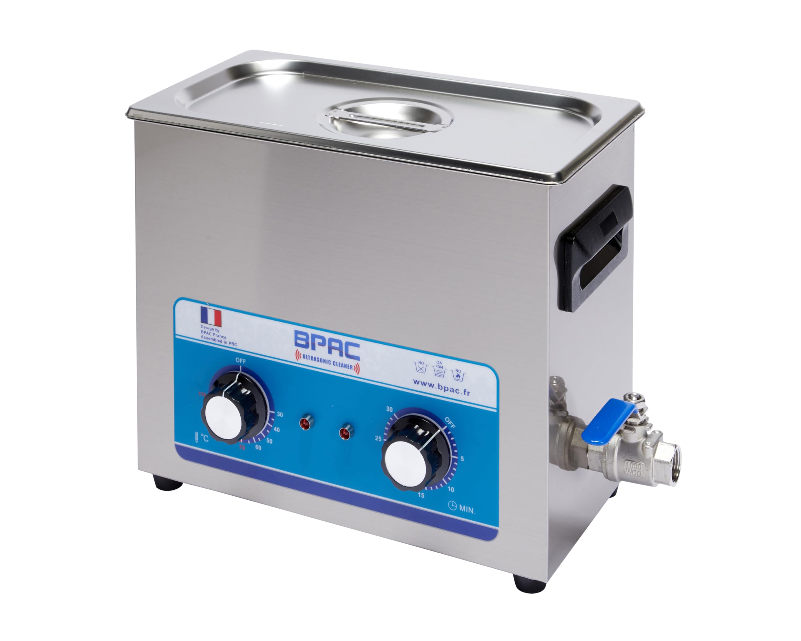 BPAC Limpiador Ultrasonidos Analógico 6L - Ultrasonic Cleaner - Limpiador Joyas Ultrasonidos - Potencia 180 W - Apto para Uso Doméstico y Profesional - Marca Francesa