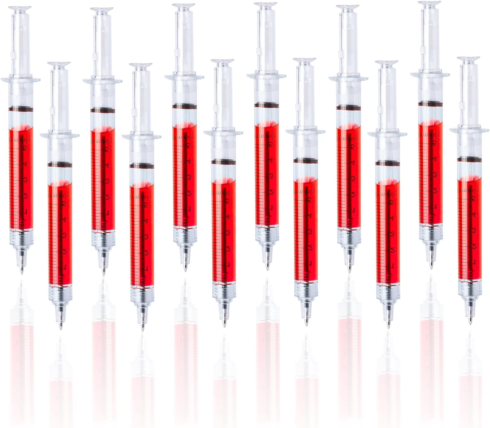 Lot 12 Red Syringe Shape Pens Ball Point Pen For Hospital Nurse/Black Ink/New