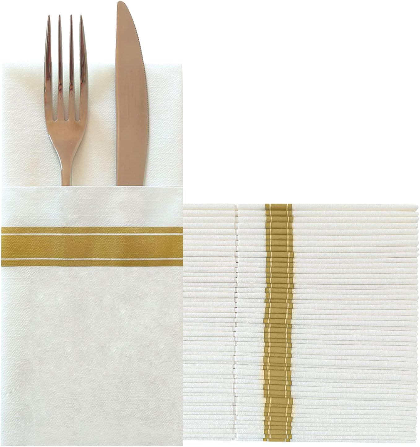 KMAKII Disposable Napkins,Pocket Napkins,White Paper Napkins,Linen Feel