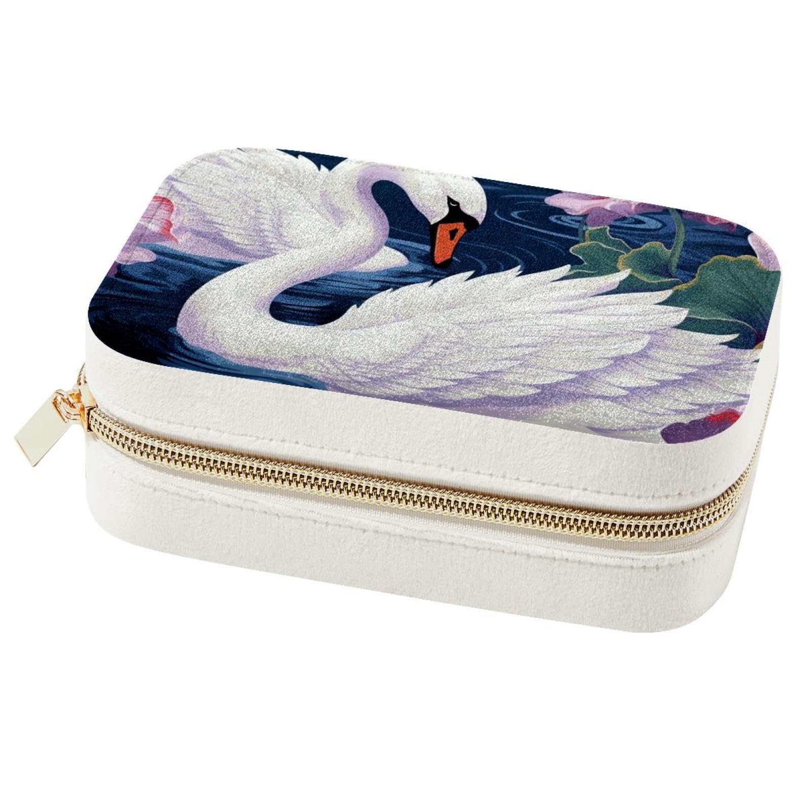 Boîte à bijoux de voyage cygne pour ranger bagues et colliers de demoiselles d'honneur