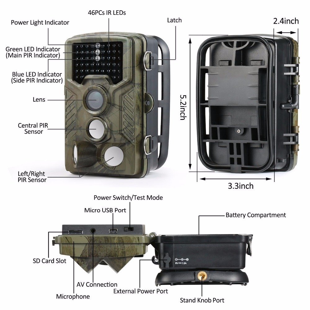 Caméra de Chasse Infrarouge Invisible 16MP 1080P HD, Trail Caméra avec Sécurité 850nm No Glow Vision Nocturne Infrarouge activé 82ft/25m, Écran de 2,4 Pouces, Vitesse de Déclenchement de 0,2 s