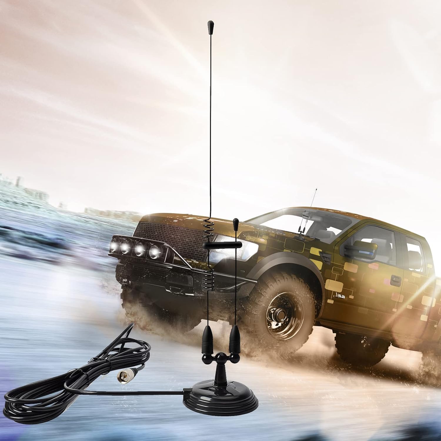 Antenna mobile Dual Band da 43,7 cm per radio amatoriale da 2 m/70 cm, VHF/UHF 144/430 MHz, antenna a base magnetica con cavo RG58 da 4 m, spina PL259, compatibile con Yaesu Icom Kenwood ecc