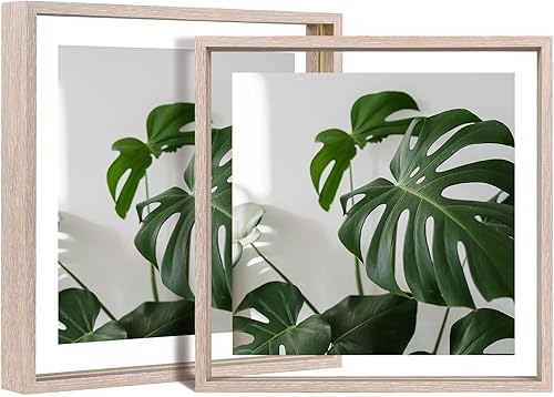 Miniatura 66 de Egofine Juego de 2 marcos flotantes de 8 x 10 pulgadas, marco de fotos de plexiglás doble, hecho de madera maciza, fotos de cualquier tamaño de