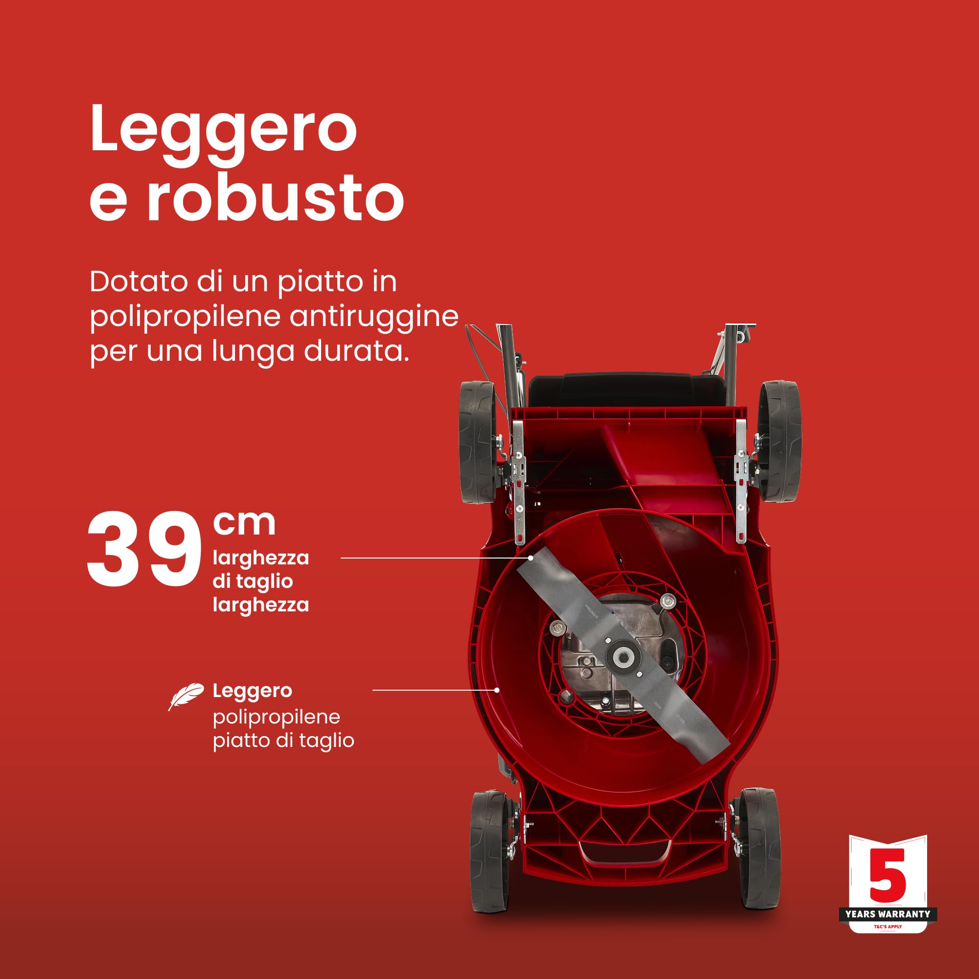 MOUNTFIELD HP41 - Rasaerba a scoppio azionato a mano da 123 cc, larghezza di taglio di 39 cm, raccoglitore dell'erba da 40 litri