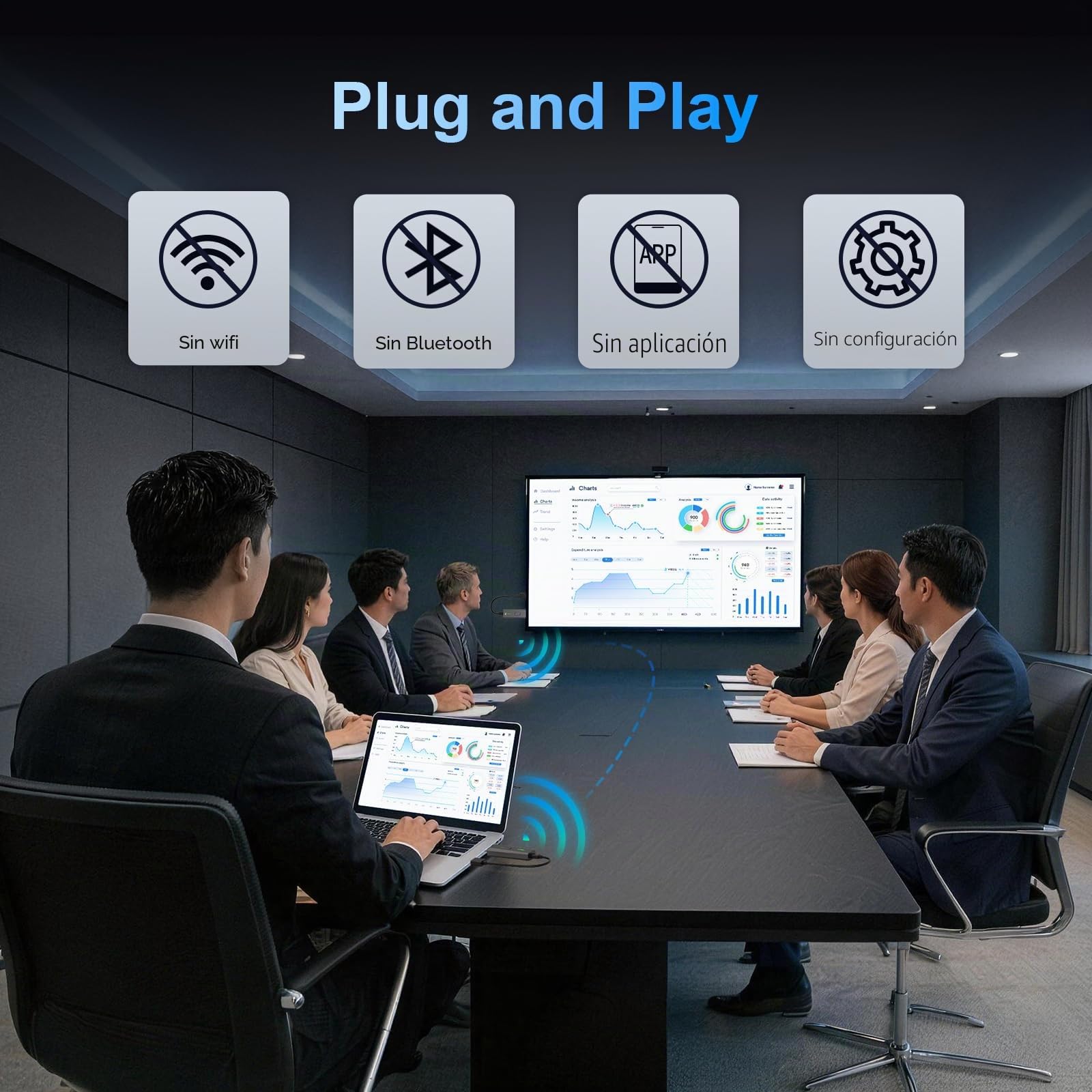 Transmisor y Receptor HDMI Inalámbrico 1080P, Doble Banda 2.4G/5G HDMI Wireless, para Transmisión de Video y Audio Desde PC/Portátil/TV-Box a Monitor/TV/Proyector, Plug and Play
